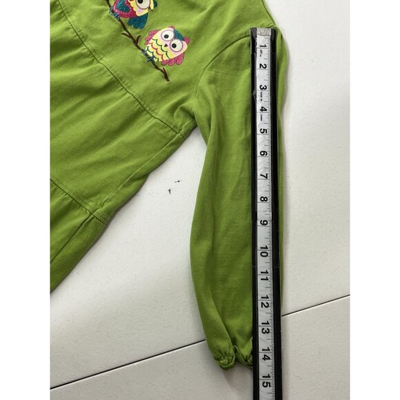 J Khaki Kids Dress | Girls 5 | Green Long Sleeve Owl Print Tiered Cotton - Picture 12 of 15